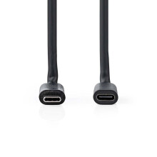 USB-kabel | USB 3.2 Gen 1 | USB-C-stekker | USB-C-vrouwtje | 60 W | 4K@60Hz | 5 Gbps | Vernikkeld | 2,00 m | Rond | PVC | Zwart | Etiket