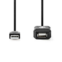 Actieve USB-kabel | USB 2.0 | USB-A-stekker | USB-A-vrouw | 480Mbps | 10,0 m | Rond | Vernikkeld | PVC | Koper | Etiket