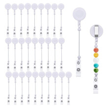 30 Pcs Beadable Badge Reel Retractable,DIY Blank Badge Reel Kit with Belt Clip Beadable Items Gift for Office Supplies B