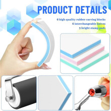 6pcs 4inch X 2.4inch Rubber Carving Blocks, Linoleum Block Stamp Making Kit for DIY Stamp Making for Beginners