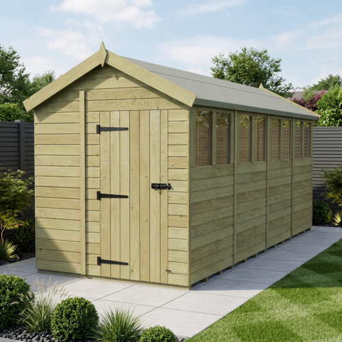 6 x 16 Apex Shed Tanalised (Single Door, With Windows)