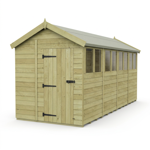 6 x 16 Apex Shed Tanalised (Single Door, With Windows) 1
