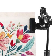 2 Pieces Black Adjustable Embroidery Hoop Stand for Handiwork, 3-in-1 Hoop/Tablet/Phone Holder Desktop Stand