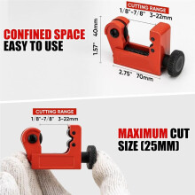 4-Piece Tubing Cutter Set,1/4in to 2in OD Heavy Duty Copper Pipe Cutter,1/8in to 7/8in Tube Cutter,Deburring Tool