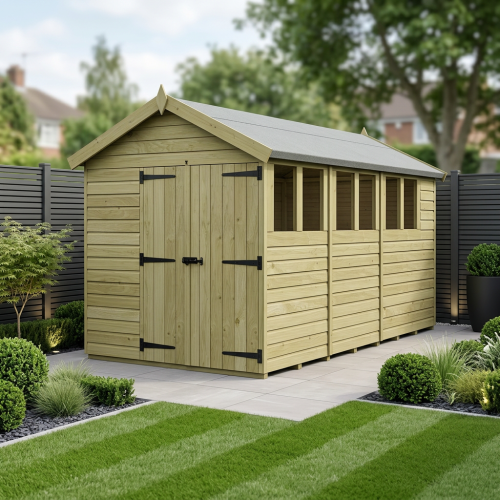 7 x 14 Apex Shed Tanalised (Double Door, With Windows)