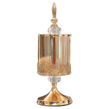 Light Luxury Crystal Glass Storage Jar with Lid European and American Living Room Coffee Table Lace Candy Jar Ornaments
