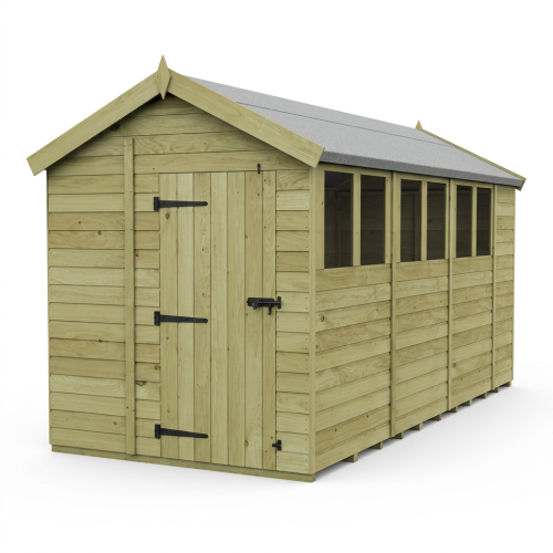 7 x 14 Apex Shed Tanalised (Single Door, With Windows) 1