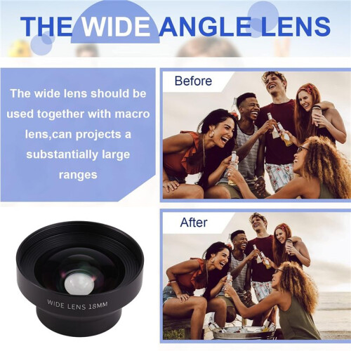 NEEWER HD 18mm Wide Angle Lens for - 100 View, 0.5X Magnification, for 17mm Threaded Clamp 2