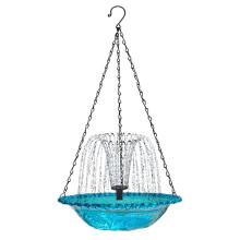 Banho Suspenso para Pássaros com Fonte Solar Fontes Solares para Banho de Pássaros Banhos Suspensos para Pássaros para Ambientes Externos Azul