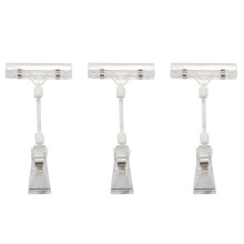 3pcs 6.5 Inch Height Transparent Plastic Double Clips Adjustable Sign Card Display Holder