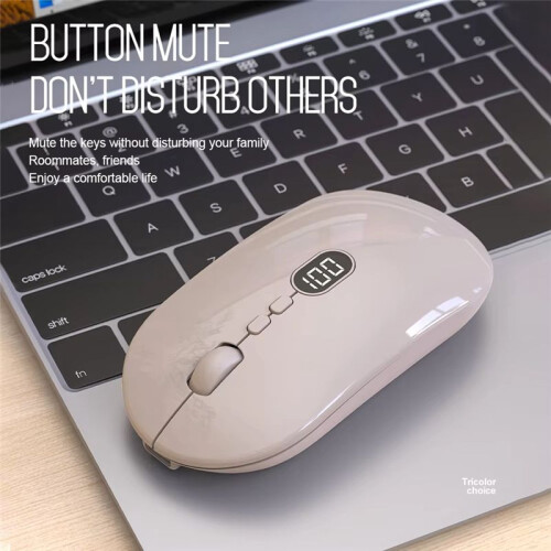 Wireless Computer Mouse with Battery Level Visible Rechargeable 2.4G Portable USB Mouse Silent Click for PC Laptop C 2