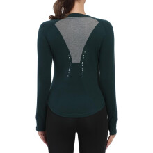 Damen Thermoaktives T-Shirt mit Langarm und Daumenlöchern Grün L — damen termo t-shirt, winter sportbekleidung