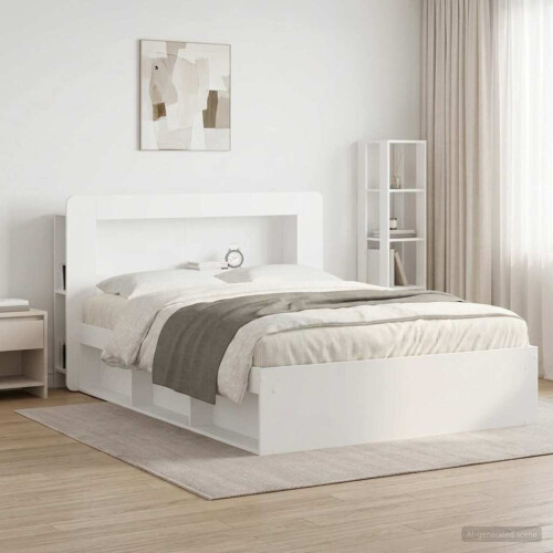 VidaXL vidaXL Headboard Cabinet with Storage White Engineered Wood 1