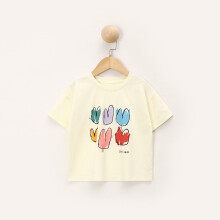 (Yellow,100cm)Unisex Baby Short Sleeve Tee With Soft Cotton Material For Warm Weather Play