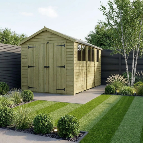 8 x 13 Apex Shed Tanalised (Double Door, With Windows)
