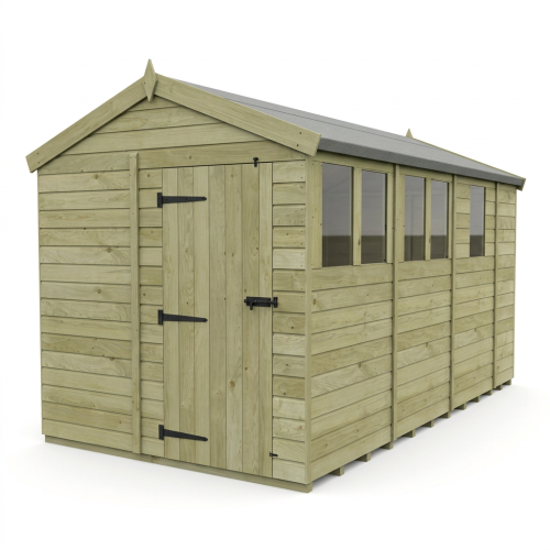 8 x 13 Apex Shed Tanalised (Single Door, With Windows) 1