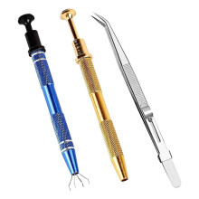3 ST. Piercing Grabber-Tool 2-Pack 4 Claw Juveler'S Pick Tool och 1-Pack Juvelerarens Pincett i Rostfritt Stål