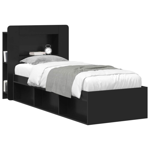 VidaXL vidaXL Headboard Cabinet with Storage Black Engineered Wood 1