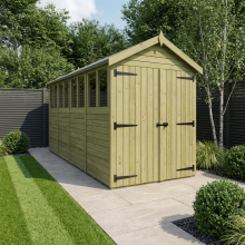 4 x 19 Apex Shed Tanalised (Double Door, With Windows)