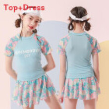 (Blue Dress,150cm)Girl Swimsuit Swimwear With Polyester Fabric For Water Sports And Pool Play