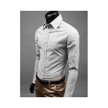 (# Light Gray,Tag 4XL=US 2XL)Camicia elegante uomo giovane senza finitura ferro e design manica lunga per uso quotidiano