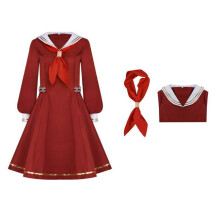 (Red,S)Bloom Garden Party Cosplay Uniform For Women Sailor Style Dress Anime Gatherings