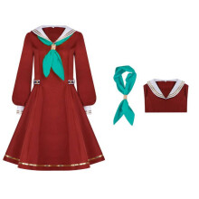 (Green,2XL)Bloom Garden Party Cosplay Uniform For Women Sailor Style Dress Anime Gatherings