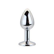 Toosh Silver Metal Butt Plug Small Clear Stone