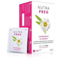 (1 pack) Nutra Tea Nutra Preg – Chamomile & Ginger Herbal Tea | 20 Biodegradable Bags | 40g