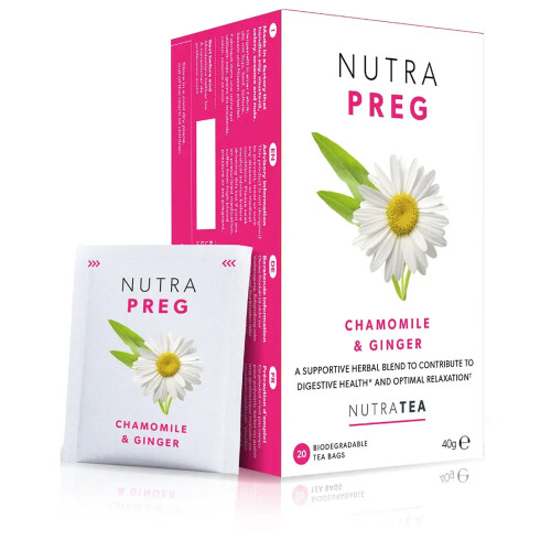 (1 pack) Nutra Tea Nutra Preg – Chamomile & Ginger Herbal Tea | 20 Biodegradable Bags | 40g
