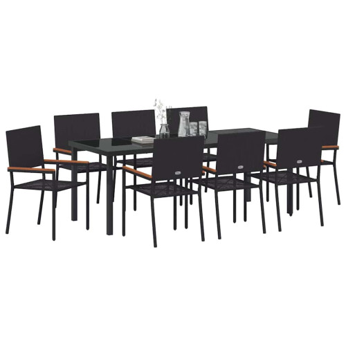 VidaXL vidaXL Garten Essgruppe 9 stk. Schwarz Poly-Rattan 2