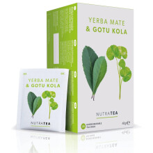 (1 pack) NutraTea Yerba Mate & Gotu Kola Herbal Tea | 20 Biodegradable Bags | 40g