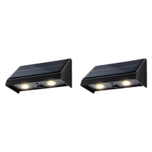 Lot de 2 Lampes Solaires D'Extérieur LED Blanc Chaud 3000K, Étanches, à Allumage Automatique Crépusculaire, pour Clôture, Mur ou Adresse