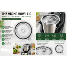 TM7 Transparent Mixing Bowl Lid Replacement Top Cover Sealed Leak-Proof and Heat-Resistant Blender Accessory