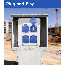Wandverdeler voor Bouwplaatsen, IP44 Opbouw Schuko met 4 X 230 V 16 A Stopcontacten