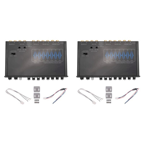 2X 7 Band Car Equalizer Audio EQ Tuning Crossover Amplifier Parametric Car Preamplifier Audio Equalizer +-12dB