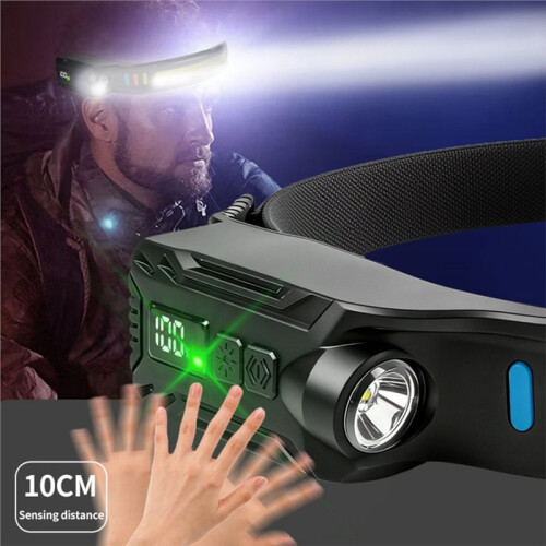 Lanterna de Cabeça LED Sensor Recarga USB Lanterna de Cabeça LED COB Indução para Camping Ao Ar Livre, Pesca e Busca 2