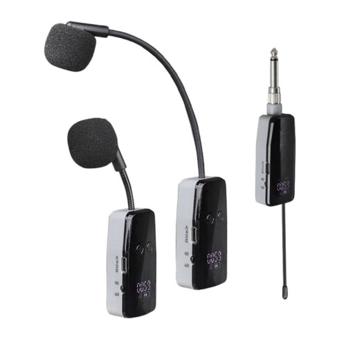2 Channel UHF Wireless Headband Microphone System Clip- Instrument Mic for Performance Practice Recording 1