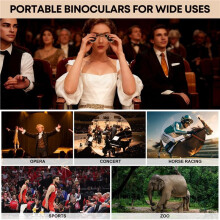 3X25 Opera Glasses Theater Binoculars with Adjustable Handle & Chain, Vintage Elegant Portable Binoculars for Women