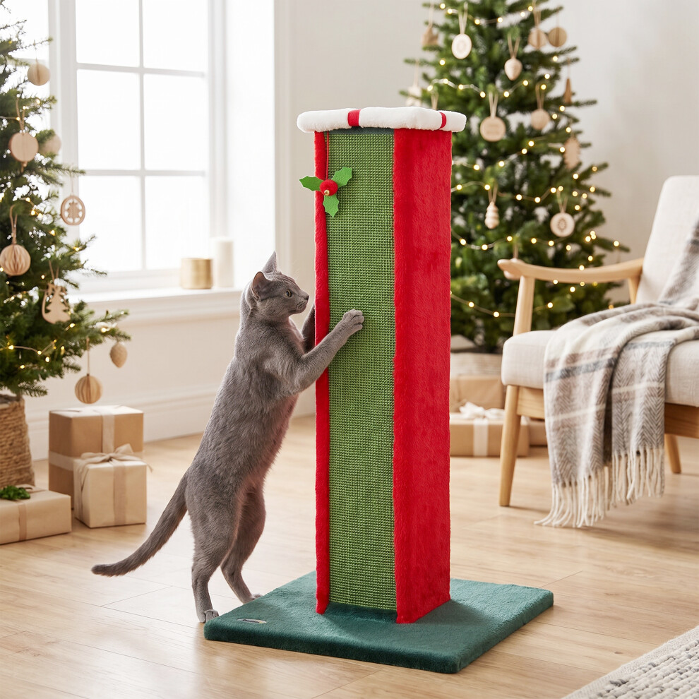Pawhut 81Cm Tall Cat Scratching Post For Indoor Cats With Bell Toy
