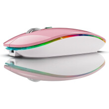 Souris Sans Fil BT5.1 + 2,4 GHz avec Souris Jiggler, Souris Rechargeable 2,4 G, Souris Mover pour Ordinateur Compatible USB, Rose