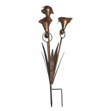 Artificial Calla Lily-Garden Stake 3 Flamed Copper Iron Decor Flower Stake