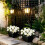 2Pack Solar Lamp Post Light with Planter Outdoor Waterproof Garden Path Decor 4