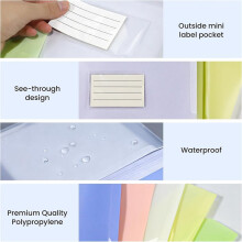 11-Hole Binder Pockets,Fits Letter / A4 Size for 2/3/4 Ring Binder,Plastic Expanding File Folders,200-Sheet Capacity