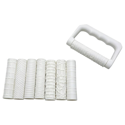 9 Pcs Clay Texture Roller, Printed Miniature Sculpting Tools with 8 Pattern and Handle Texture Roller for Clay Art