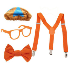 (4Pcs Set)Be Like Dress Up Role Play Costume Hat Glasses Suspenders Bow Tie New