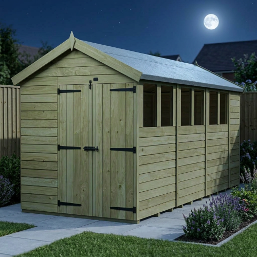 7 x 15 Apex Shed Tanalised (Double Door, With Windows) 2