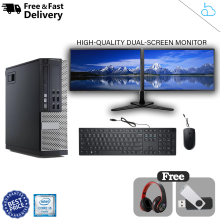 Full dual monitors 23" x 2 with Core i5 PC 16GB ram 1TB HDD keyboard Mouse Antivirus Office - Refurbished