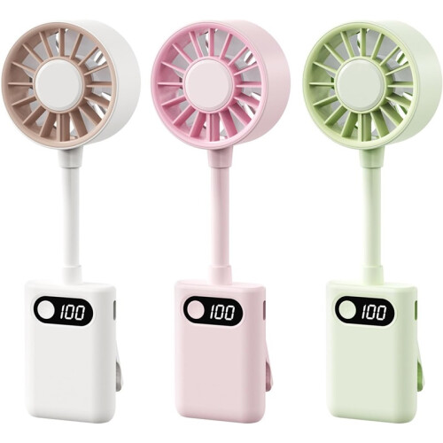 Roze USB ventilator, digitaal display, draagbaar en stil 2