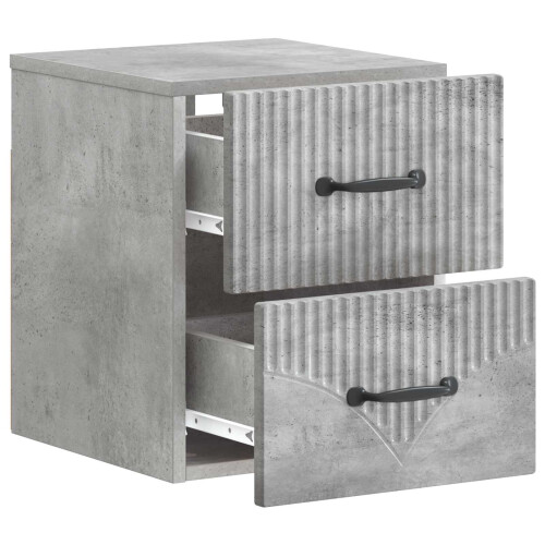 VidaXL vidaXL Wall-Mounted Bedside Cabinet with Drawer 2 pcs Concrete Grey 1